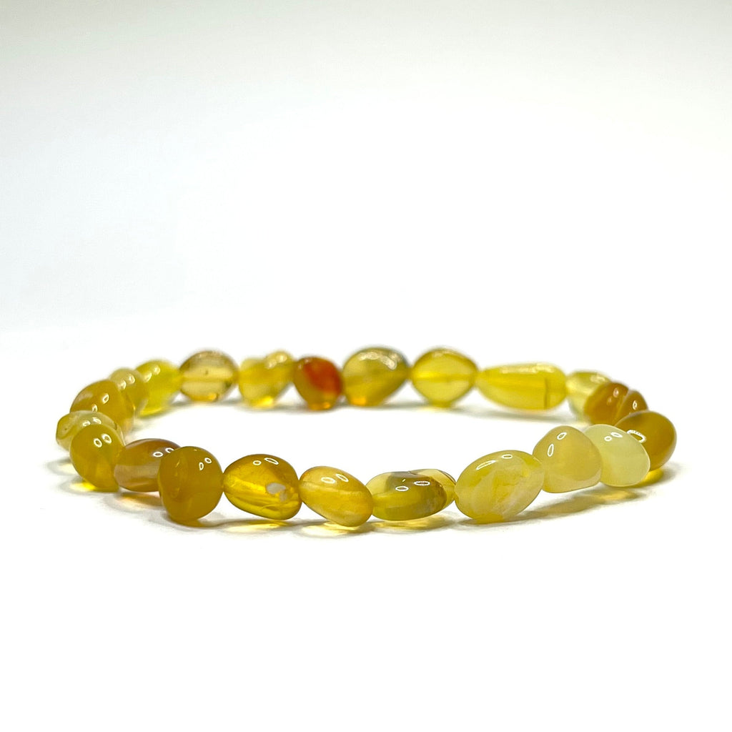 Yellow Opal Crystal Bracelet: 6mm Gemstone Beaded Stretch Bracelet