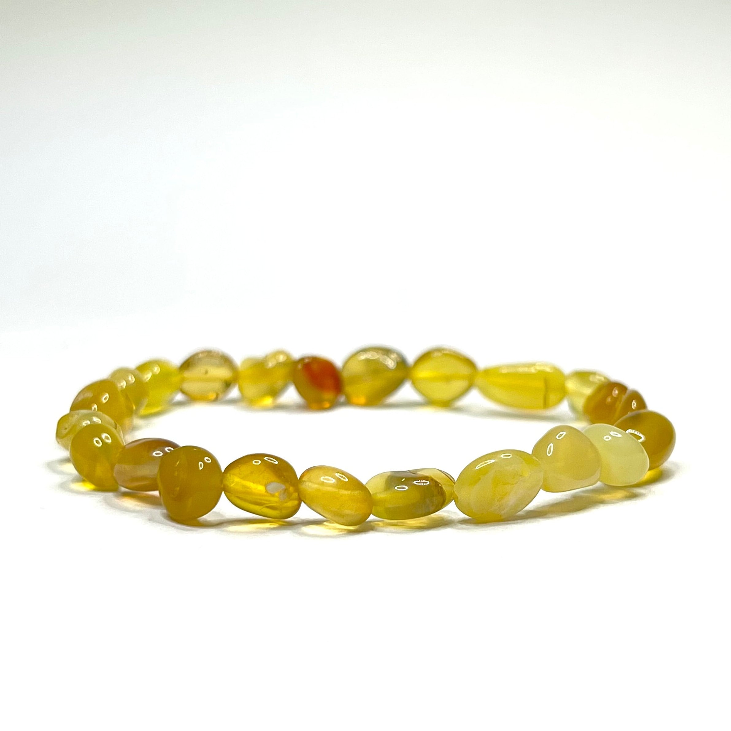 Yellow Opal Crystal Bracelet: 6mm Gemstone Beaded Stretch Bracelet