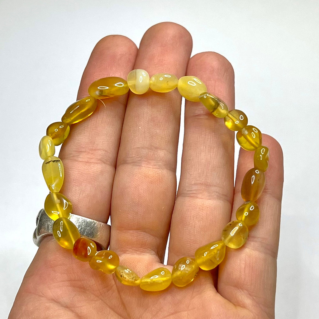 Yellow Opal Crystal Bracelet: 6mm Gemstone Beaded Stretch Bracelet