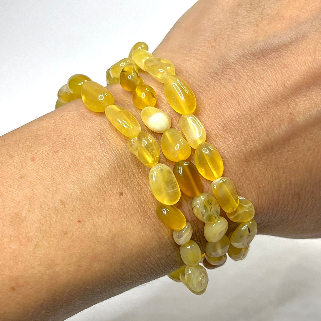 Yellow Opal Crystal Bracelet: 6mm Gemstone Beaded Stretch Bracelet