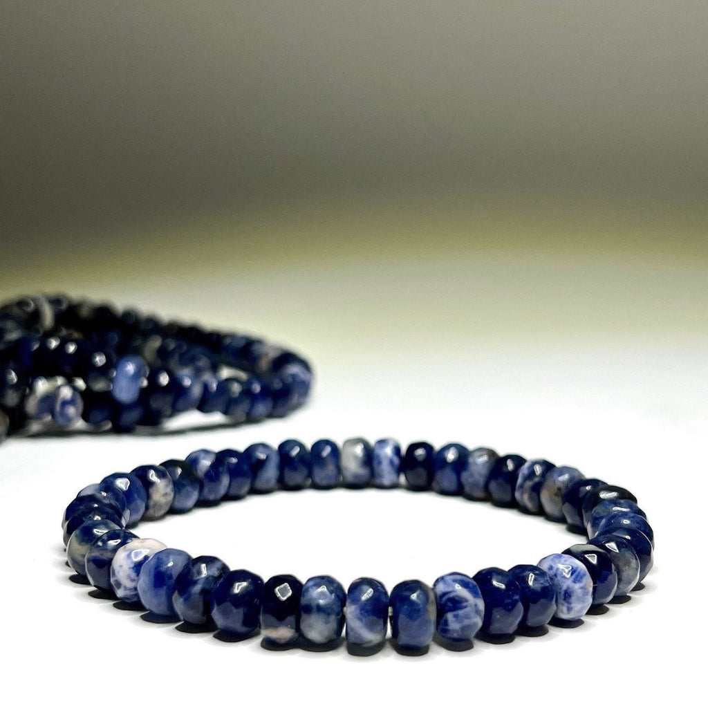 Sodalite Crystal Bracelet, Handmade Gemstone Faceted Bead Bracelet