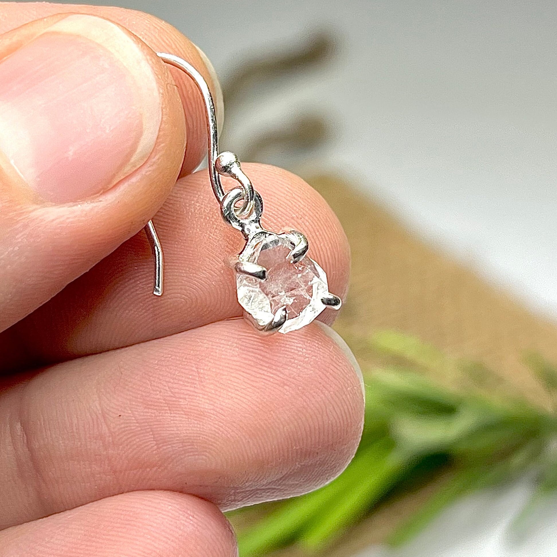 Herkimer Diamond Sterling Silver Dangle Earrings