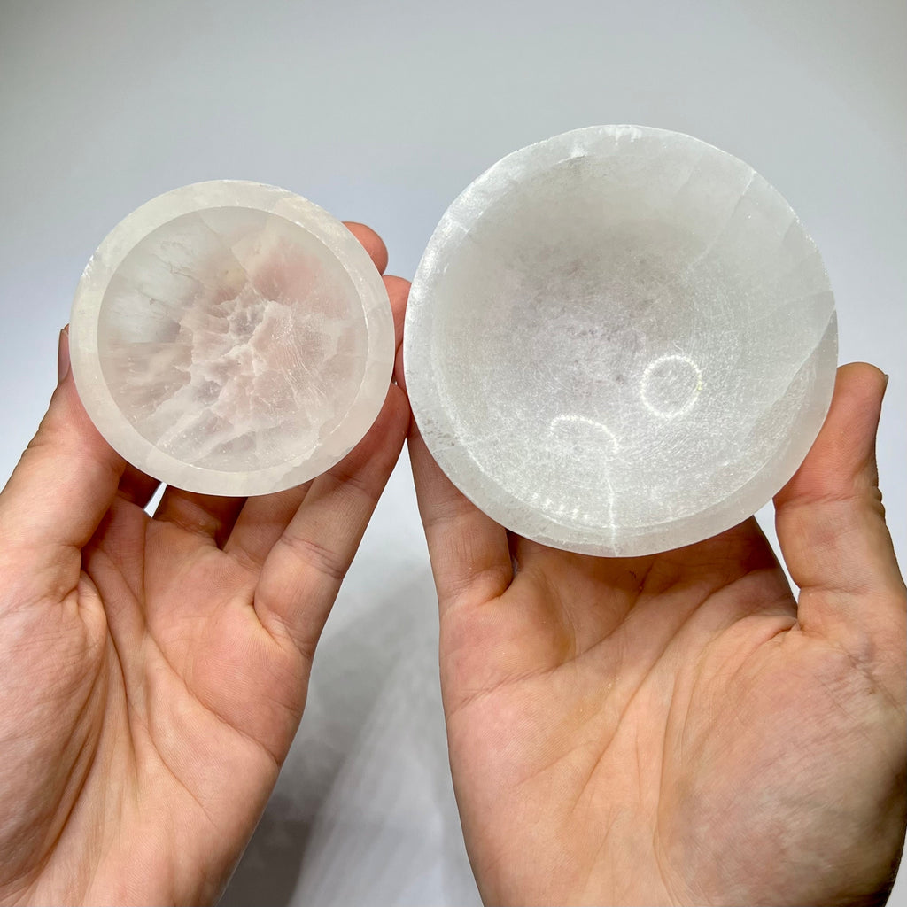 Moroccan Selenite Crystal Charging Bowl: Hand-Carved White Selenite