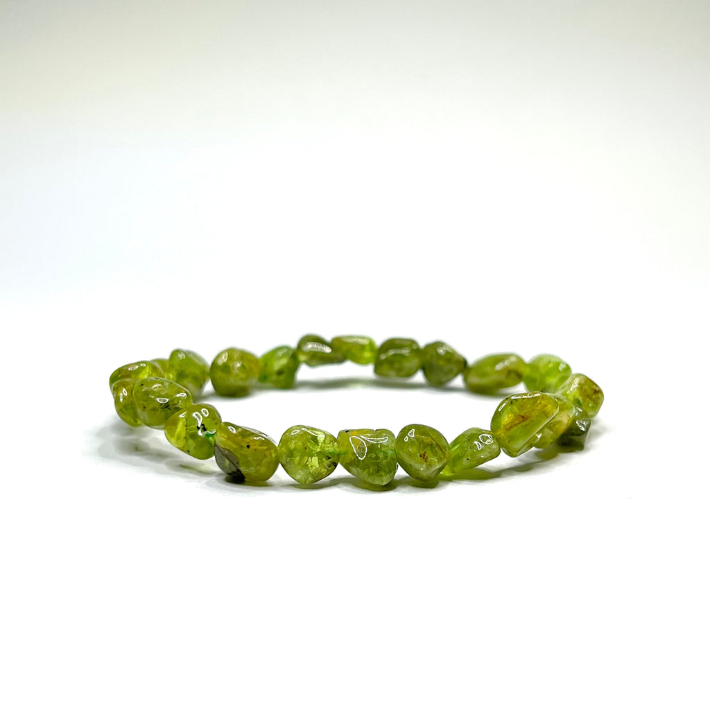 Peridot Crystal Beaded Bracelet: Handmade Gemstone Bead Bracelet