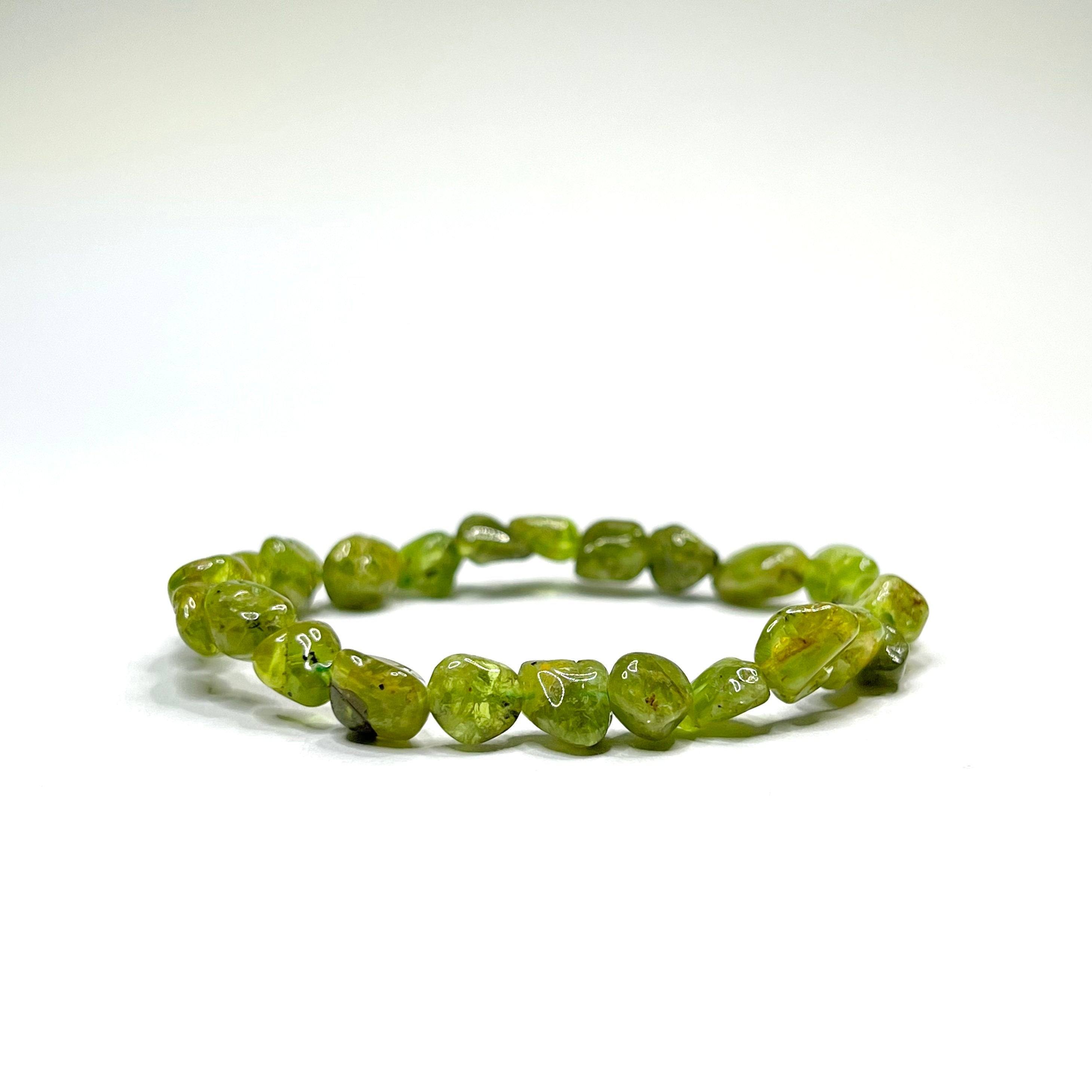 Peridot Crystal Beaded Bracelet: Handmade Gemstone Bead Bracelet
