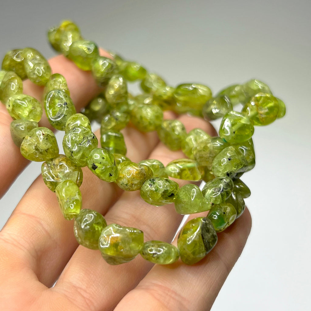 Peridot Crystal Beaded Bracelet: Handmade Gemstone Bead Bracelet
