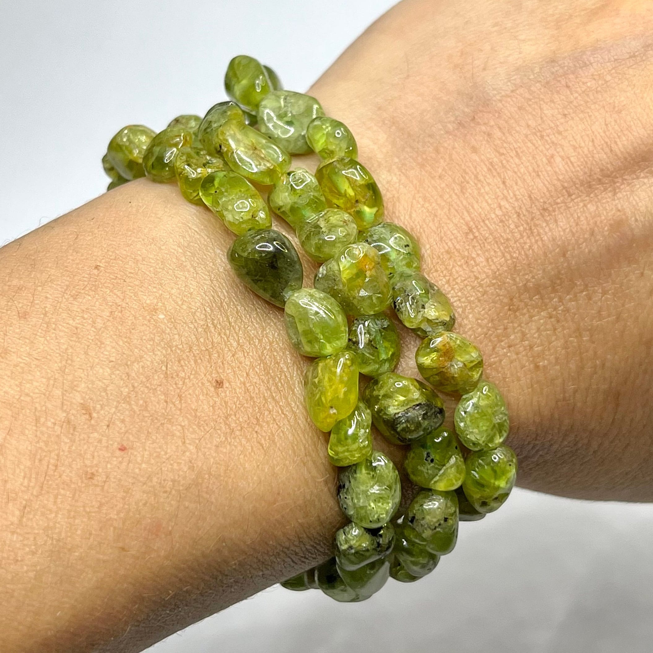 Peridot Crystal Beaded Bracelet: Handmade Gemstone Bead Bracelet