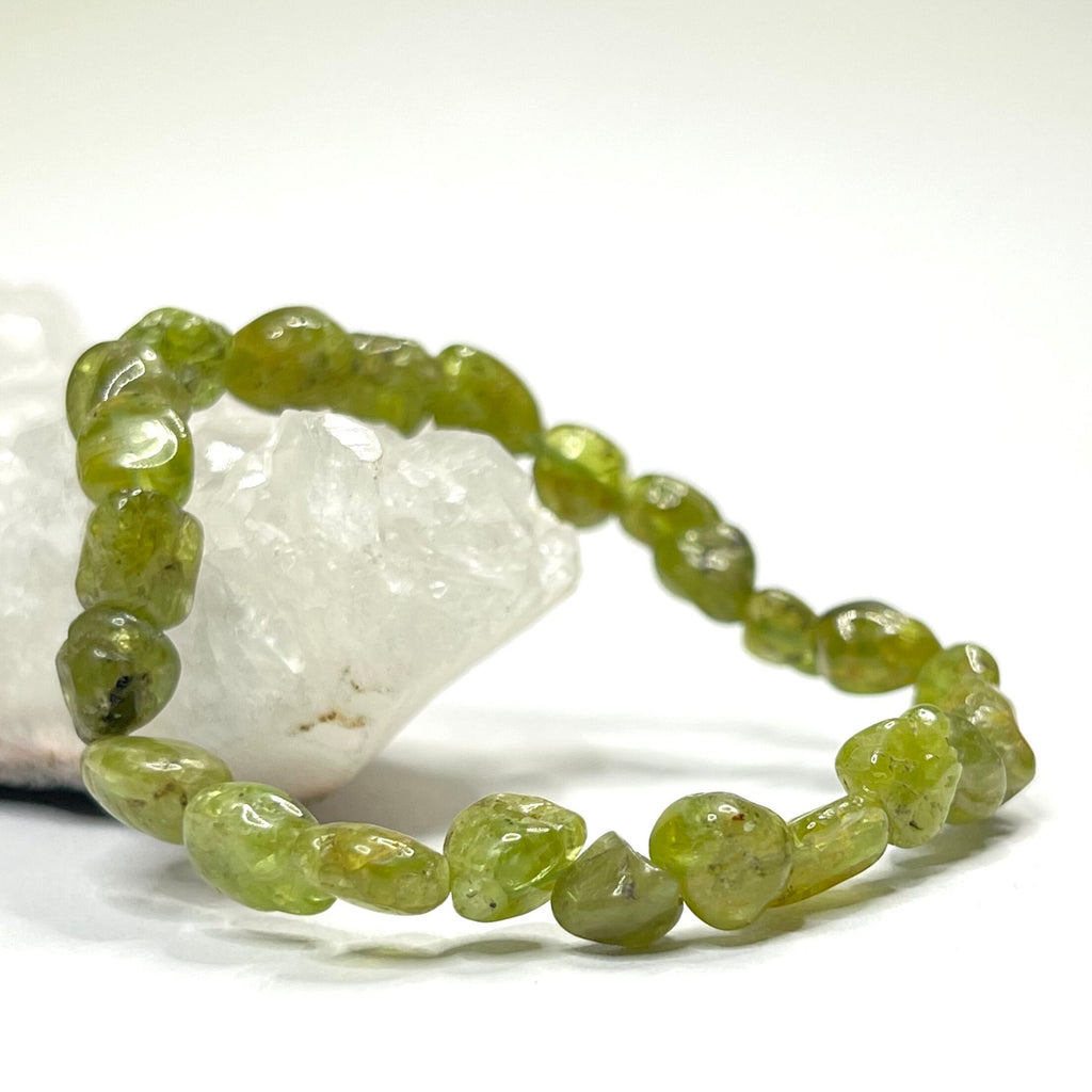 Peridot Crystal Beaded Bracelet: Handmade Gemstone Bead Bracelet