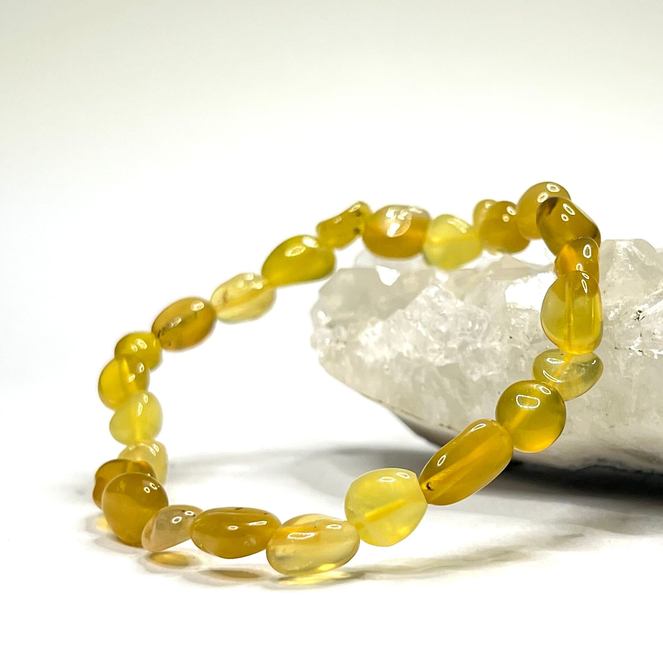 Yellow Opal Crystal Bracelet: 6mm Gemstone Beaded Stretch Bracelet