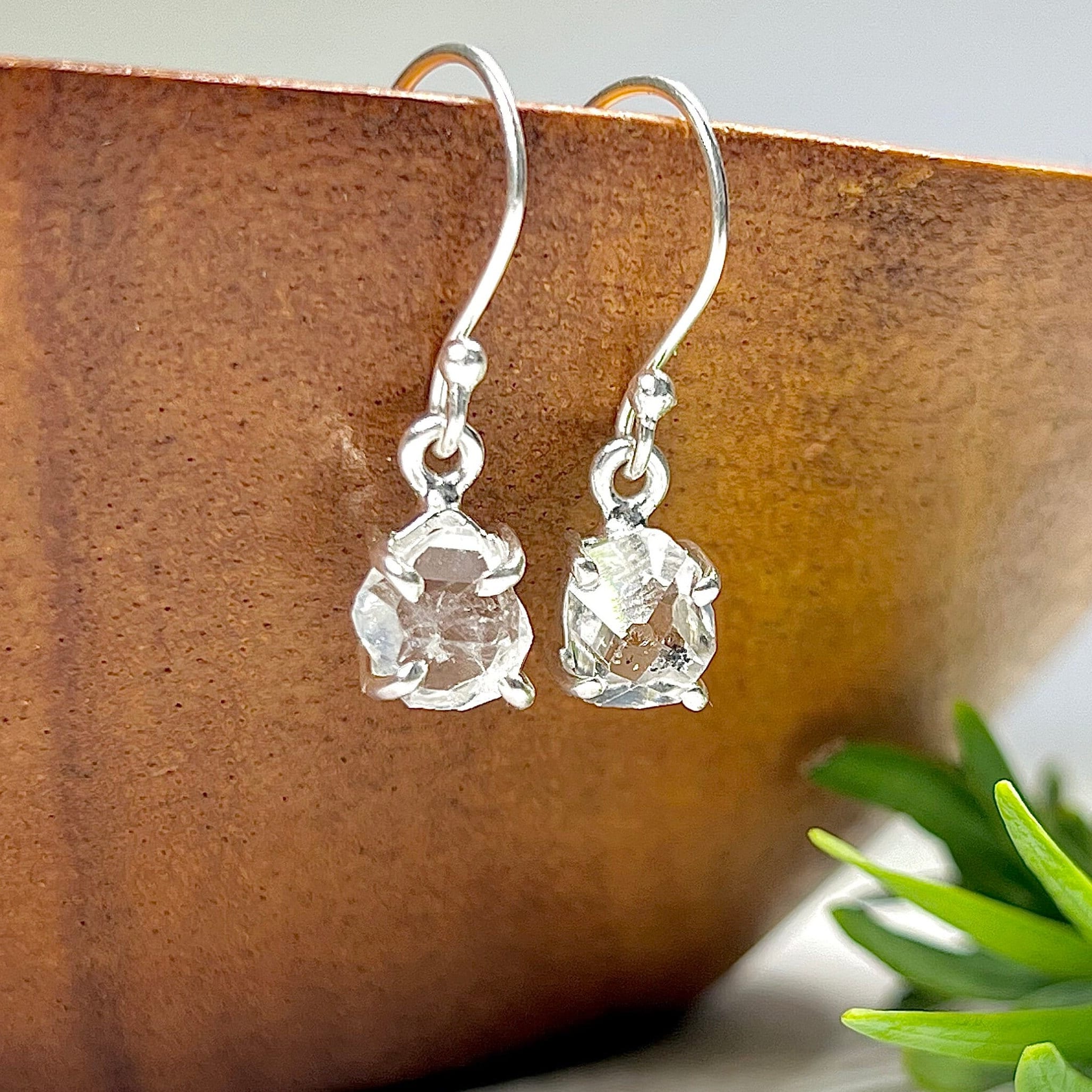 Herkimer Diamond Sterling Silver Dangle Earrings
