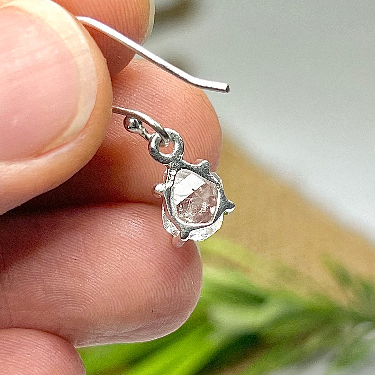 Herkimer Diamond Sterling Silver Dangle Earrings