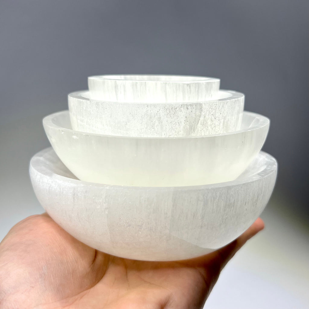 Moroccan Selenite Crystal Charging Bowl: Hand-Carved White Selenite
