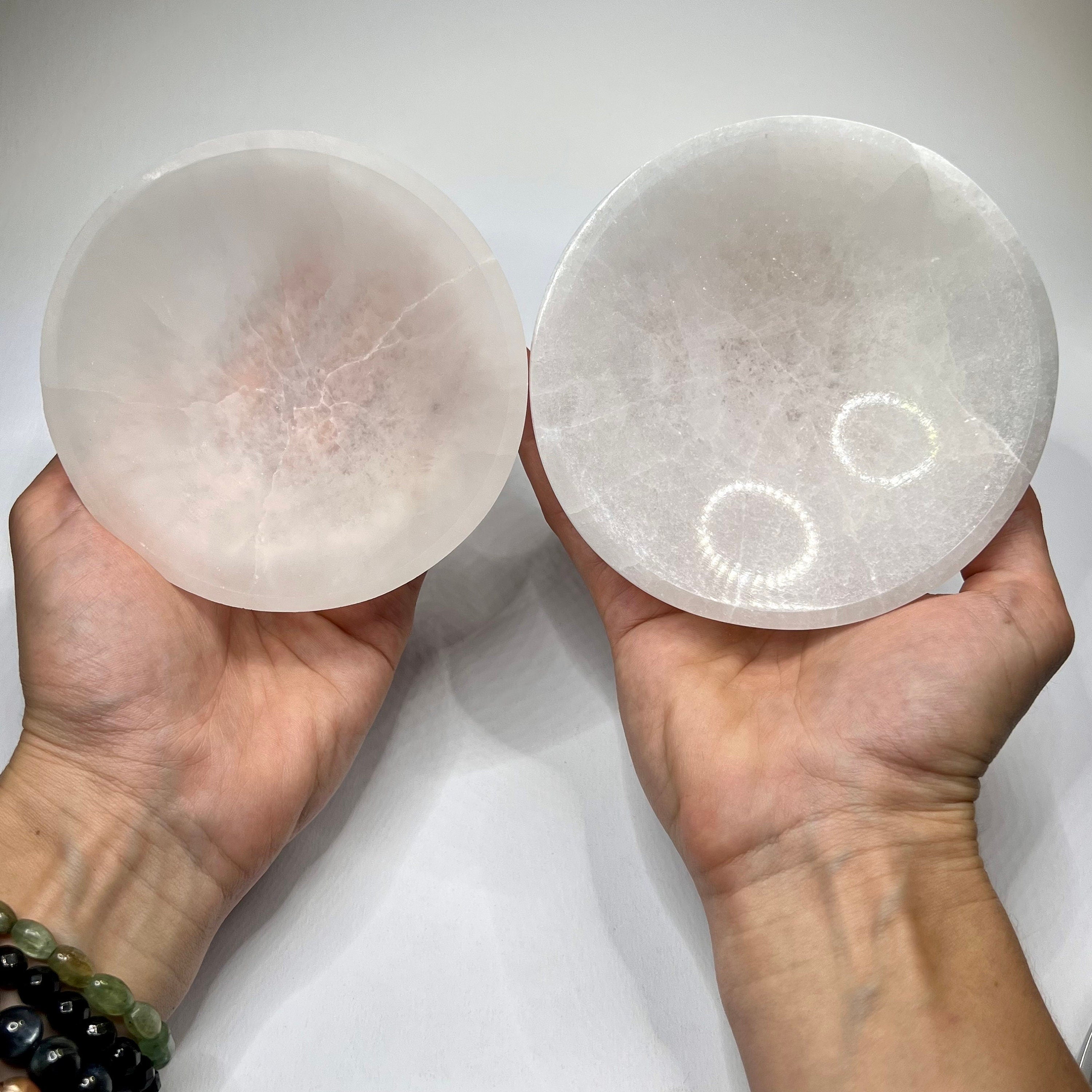 Moroccan Selenite Crystal Charging Bowl: Hand-Carved White Selenite