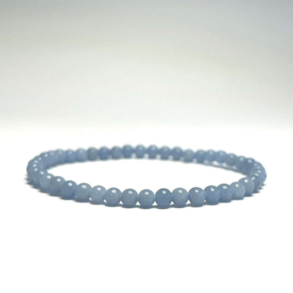 Angelite Crystal Bracelet, 4mm Gemstone Beaded Bracelet