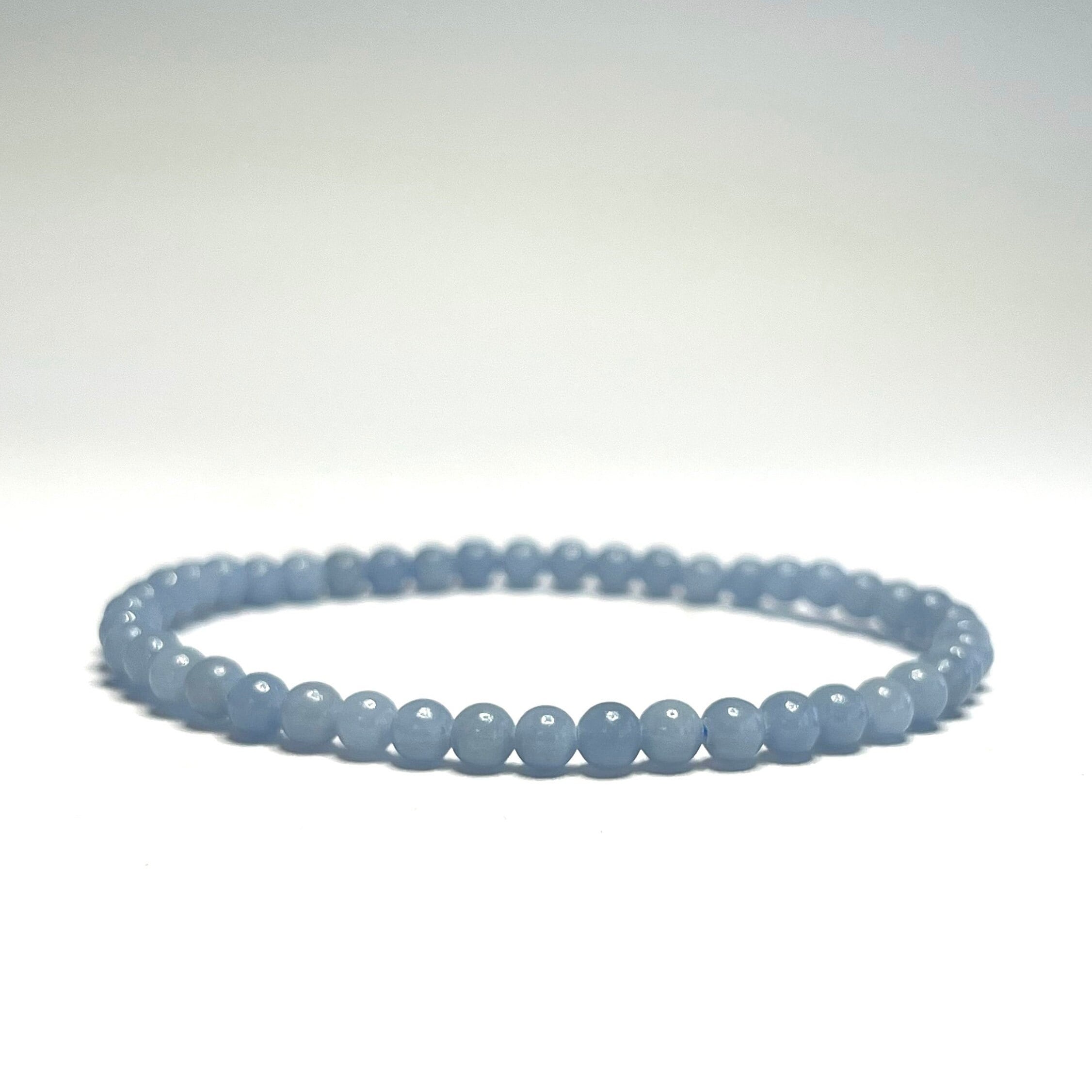 Angelite Crystal Bracelet, 4mm Gemstone Beaded Bracelet