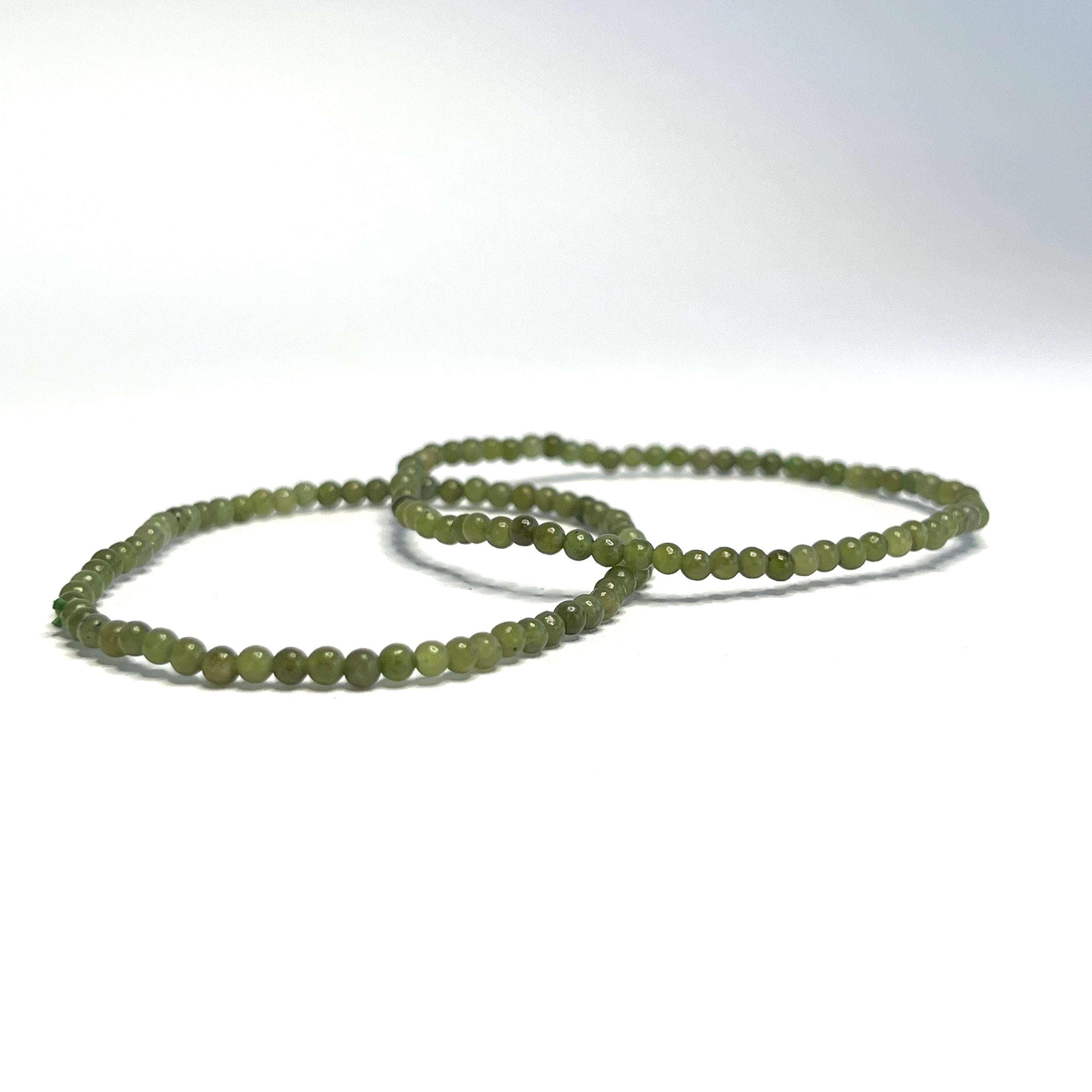 Nephrite Jade Crystal Beaded Bracelet: 3mm-8mm Round Beads