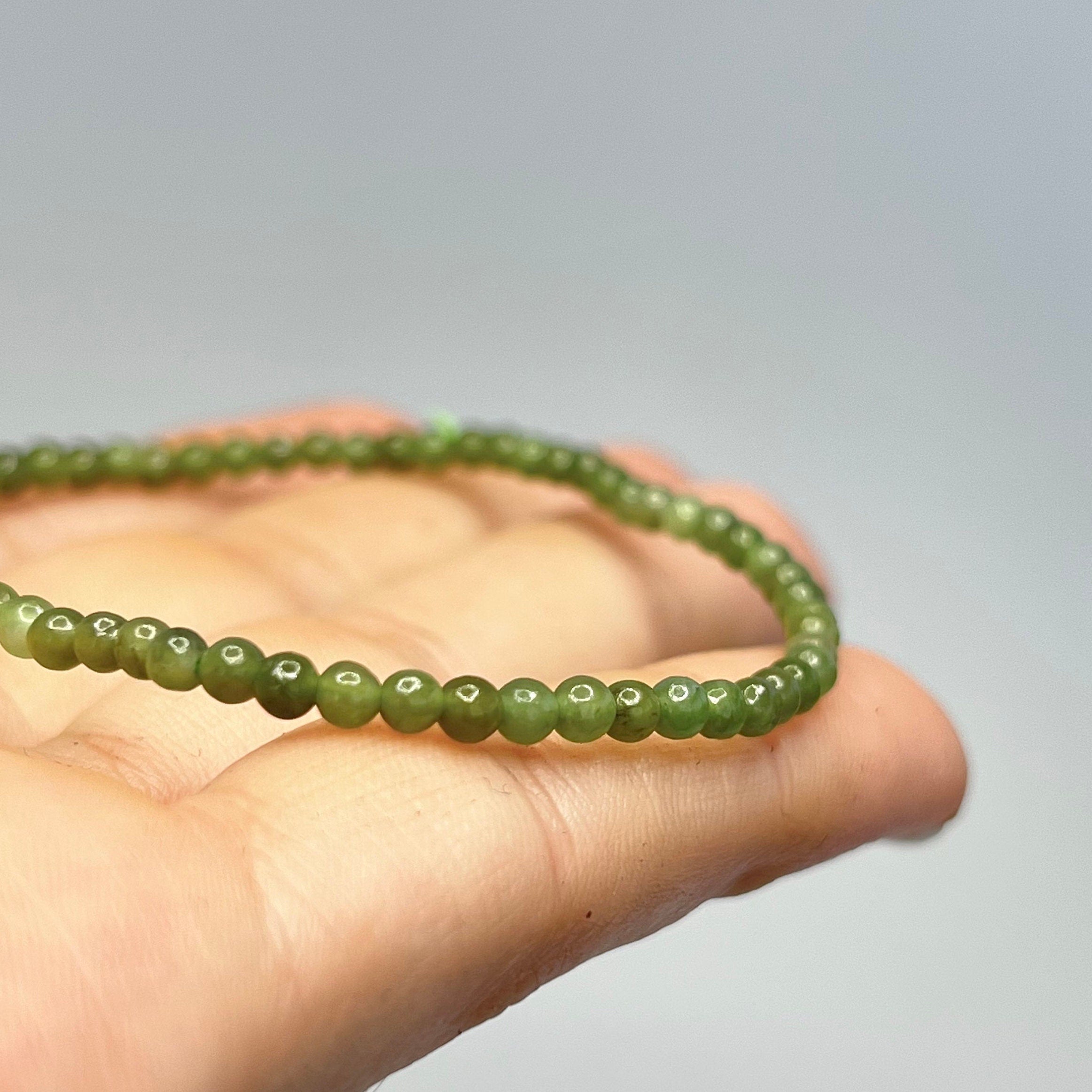 Nephrite Jade Crystal Beaded Bracelet: 3mm-8mm Round Beads
