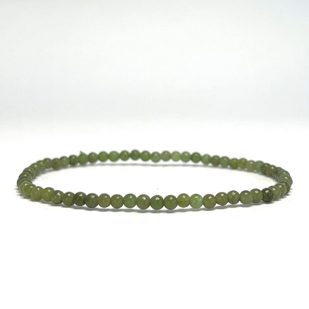 Nephrite Jade Crystal Beaded Bracelet: 3mm-8mm Round Beads