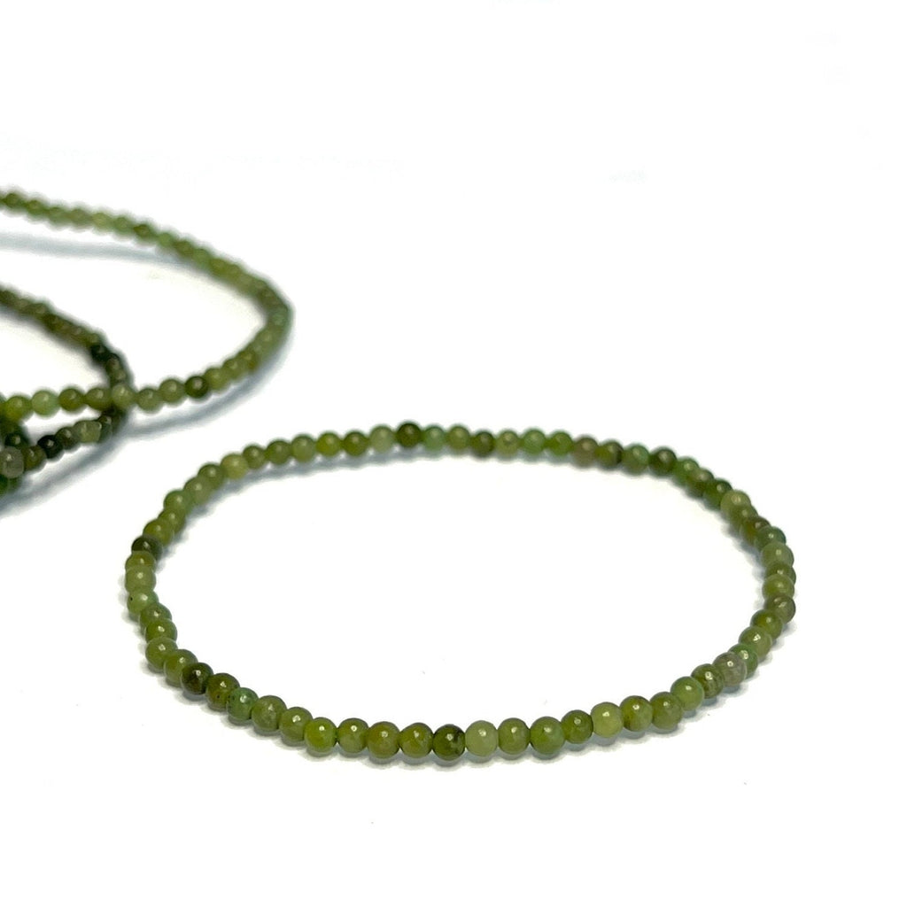 Nephrite Jade Crystal Beaded Bracelet: 3mm-8mm Round Beads