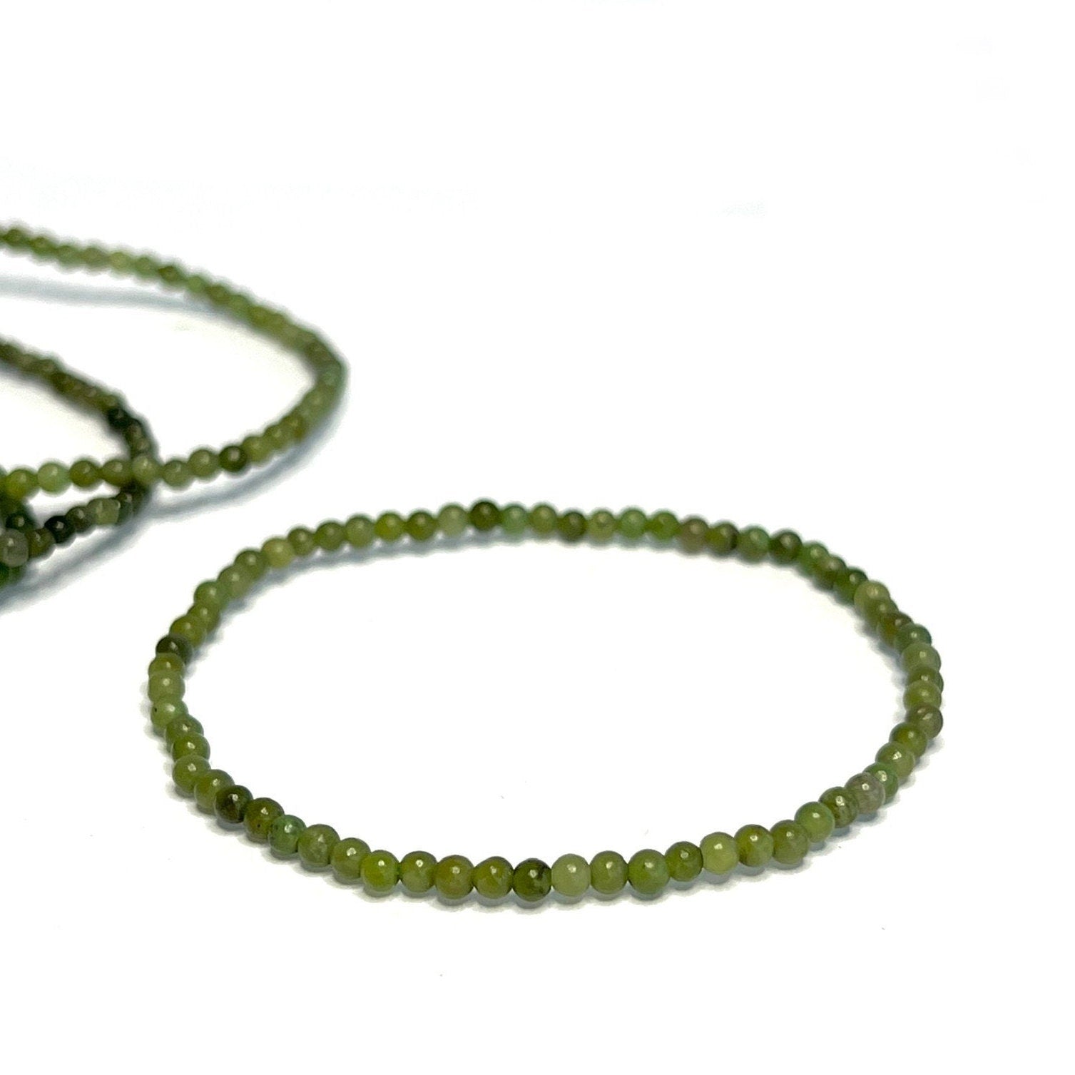 Nephrite Jade Crystal Beaded Bracelet: 3mm-8mm Round Beads
