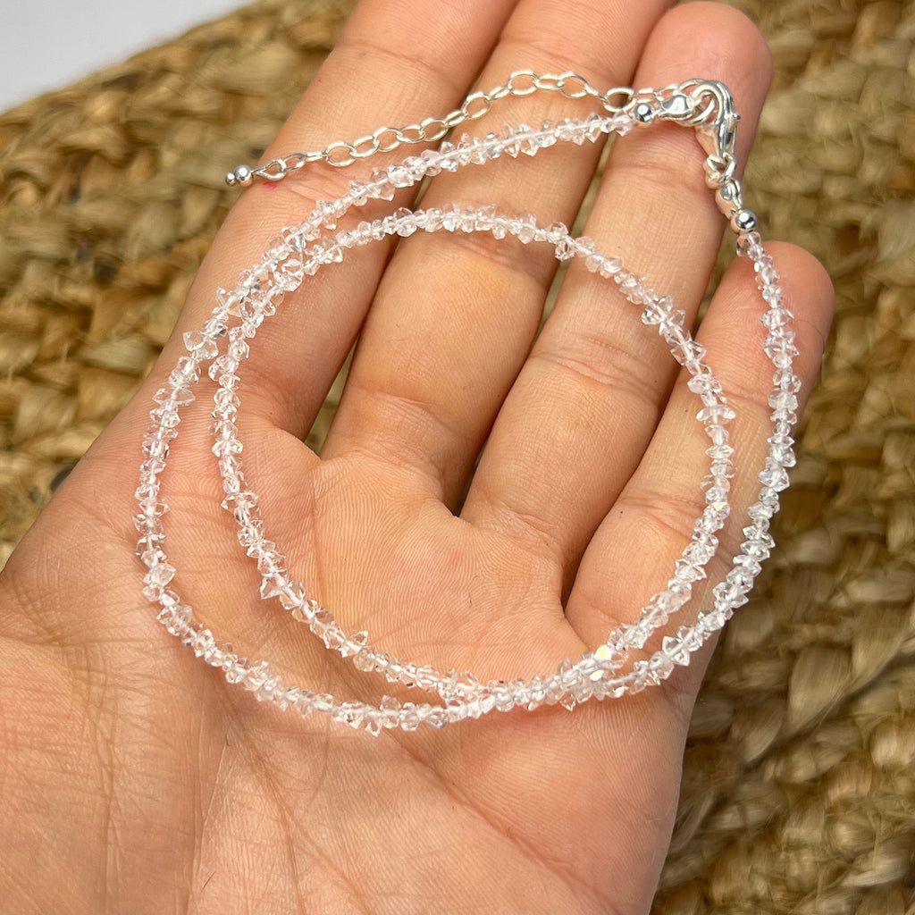 Herkimer Diamond Choker Necklace: Sterling Silver Crystal Gemstone