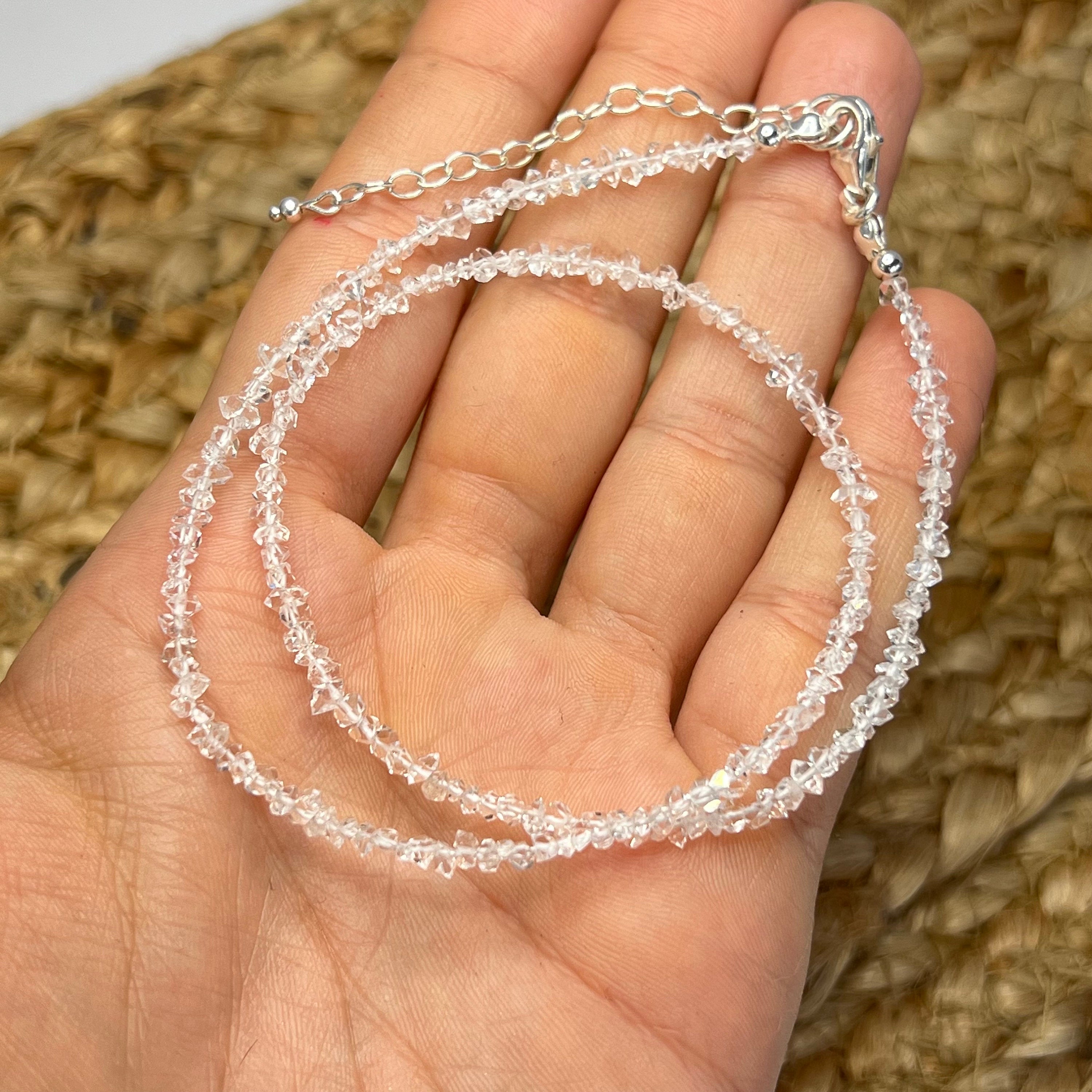 Herkimer Diamond Choker Necklace: Sterling Silver Crystal Gemstone