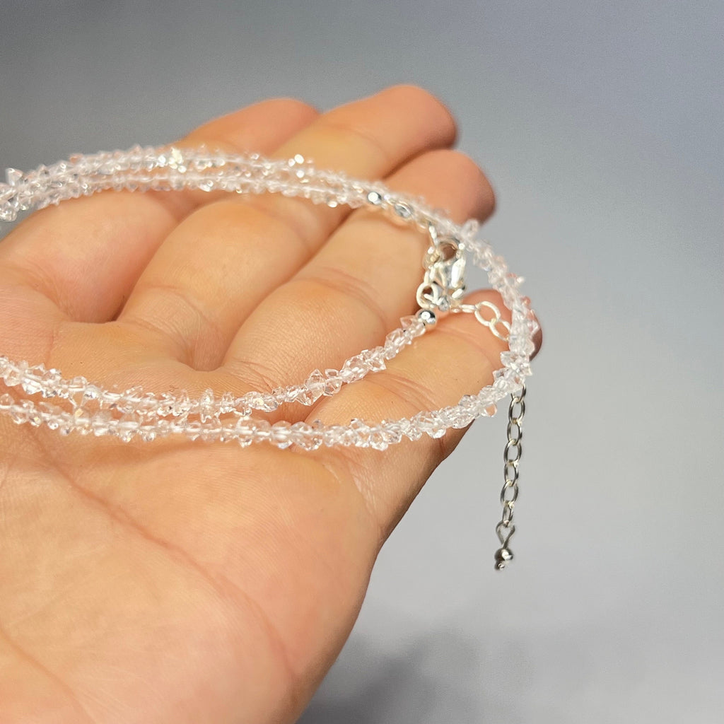 Herkimer Diamond Choker Necklace: Sterling Silver Crystal Gemstone