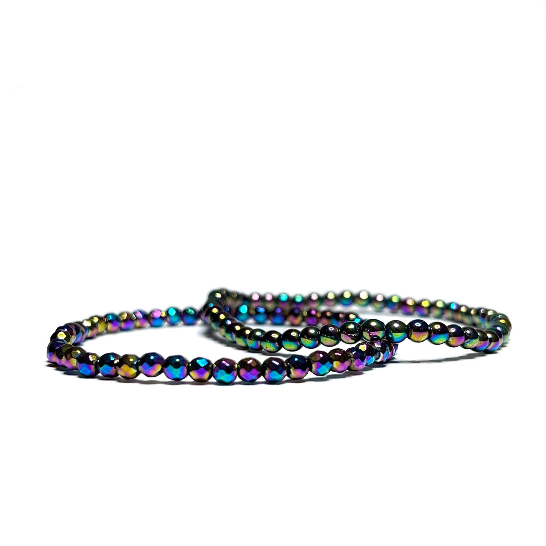 Rainbow Hematite Crystal Bracelet: Titanium Coated Gemstone Bracelet
