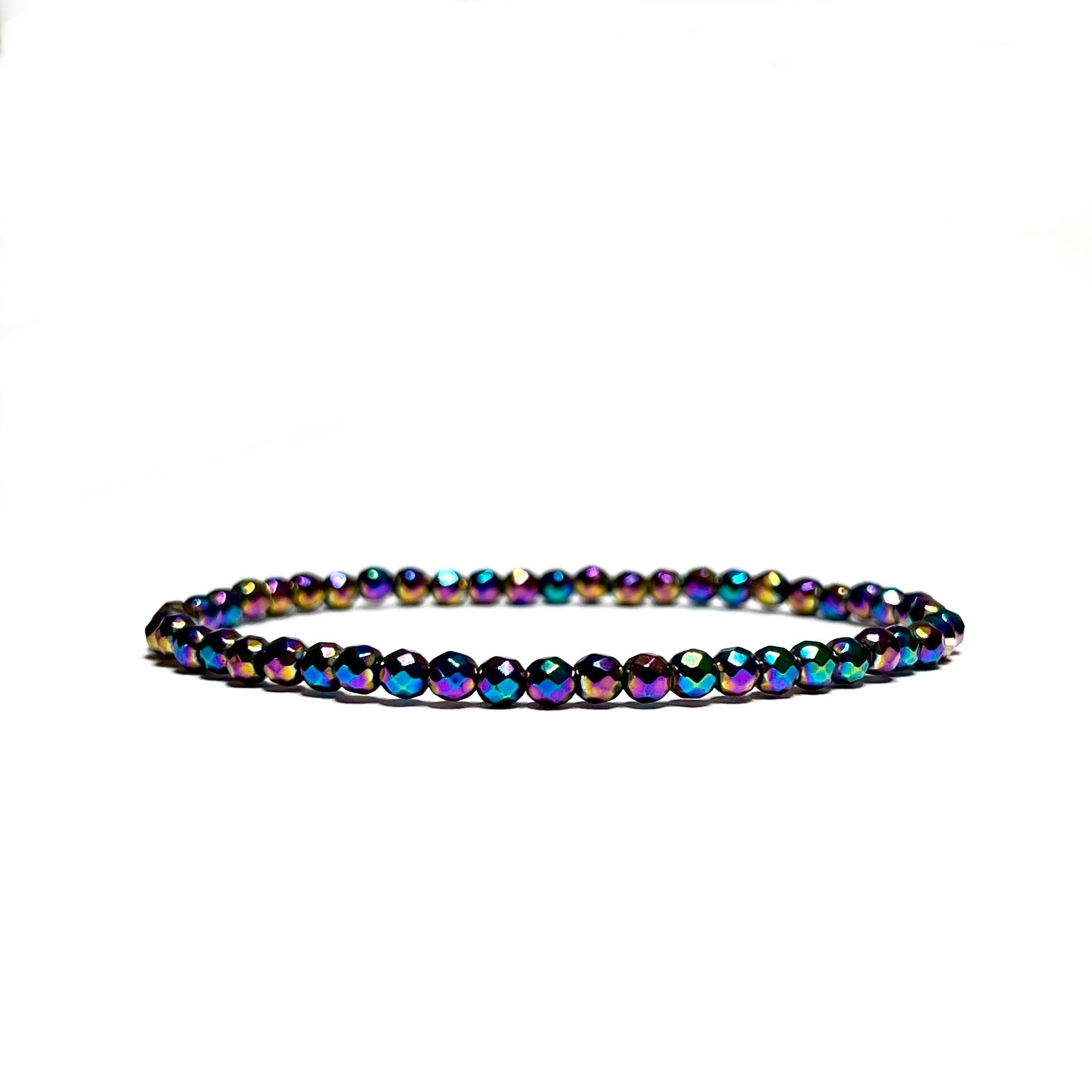 Rainbow Hematite Crystal Bracelet: Titanium Coated Gemstone Bracelet