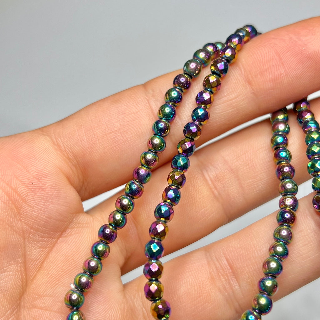 Rainbow Hematite Crystal Bracelet: Titanium Coated Gemstone Bracelet