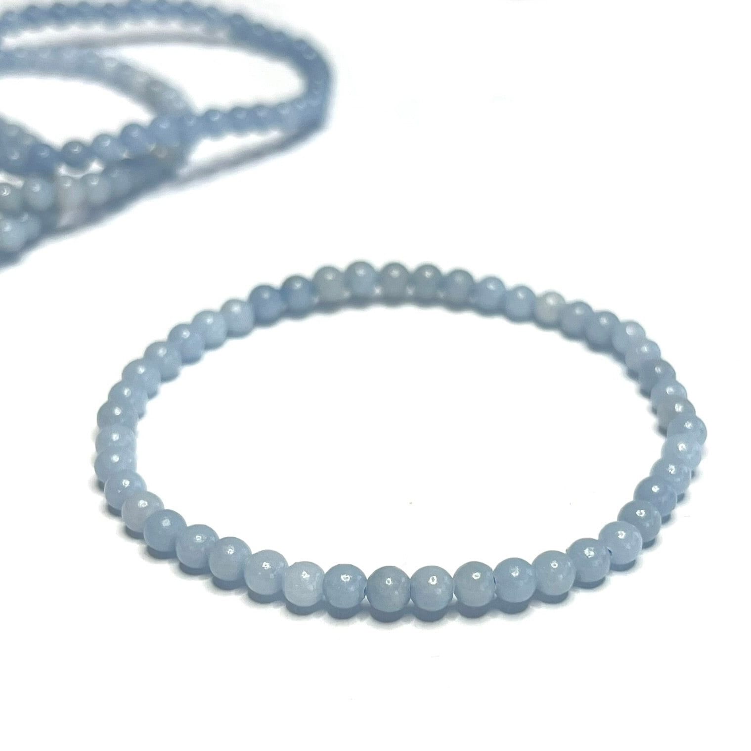 Angelite Crystal Bracelet, 4mm Gemstone Beaded Bracelet