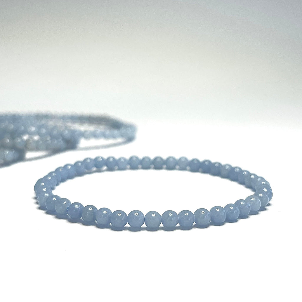 Angelite Crystal Bracelet, 4mm Gemstone Beaded Bracelet