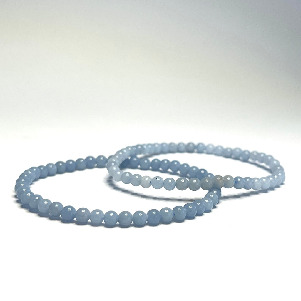 Angelite Crystal Bracelet, 4mm Gemstone Beaded Bracelet