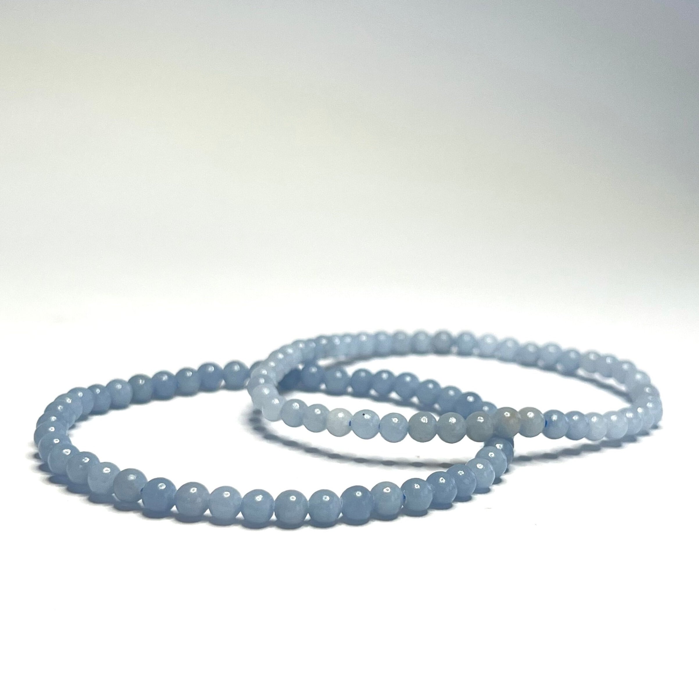 Angelite Crystal Bracelet, 4mm Gemstone Beaded Bracelet