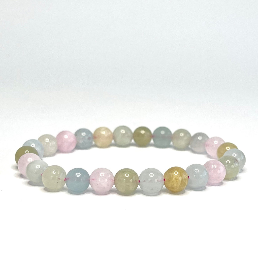 Morganite Beaded Bracelet - Handmade Gemstone Bead Bracelet