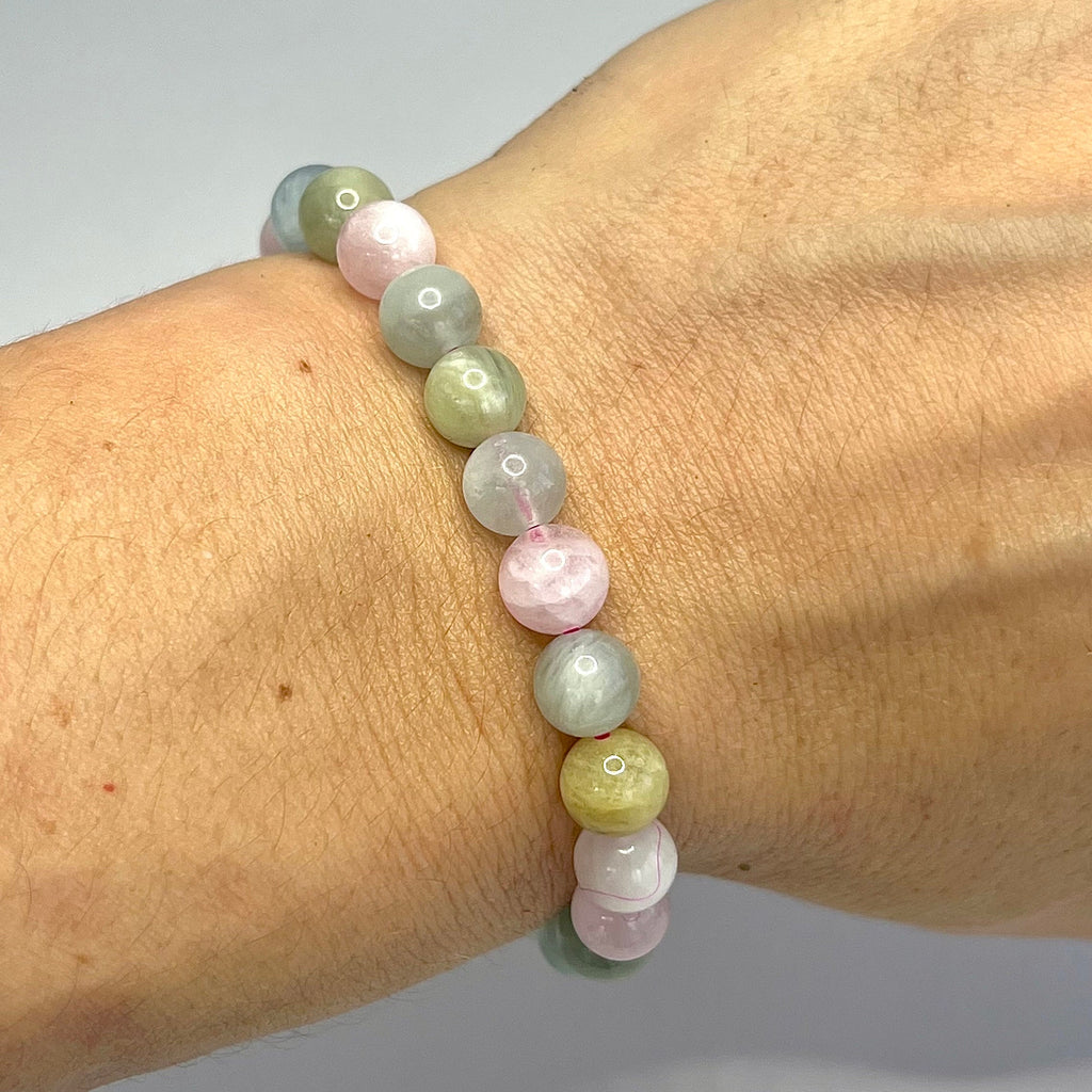 Morganite Beaded Bracelet - Handmade Gemstone Bead Bracelet
