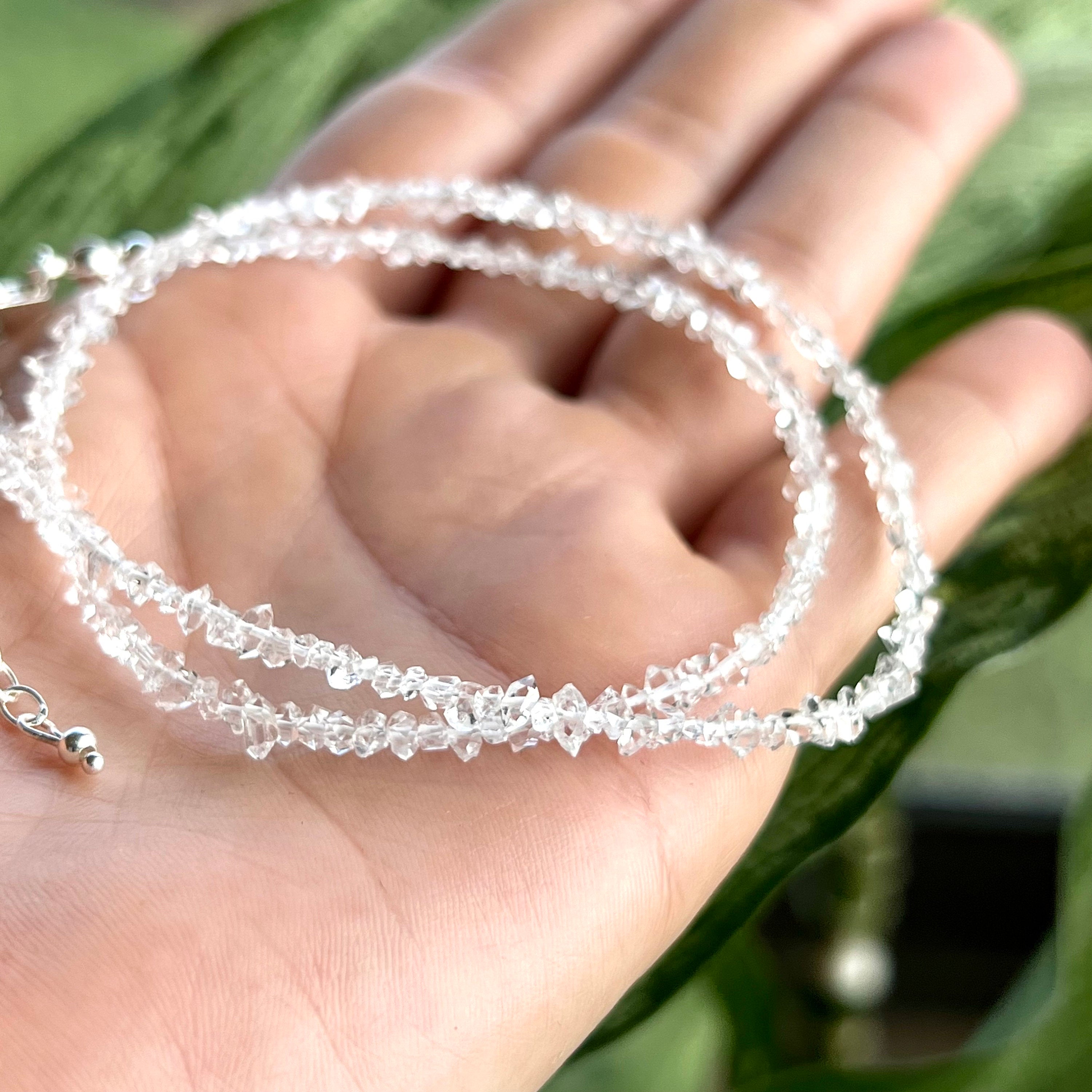 Herkimer Diamond Choker Necklace: Sterling Silver Crystal Gemstone