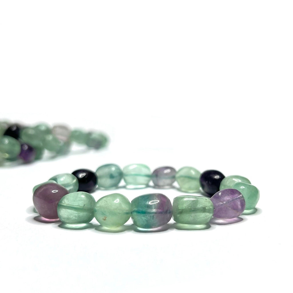 Rainbow Fluorite Crystal Bracelet: 8mm Oval Gemstone Beads