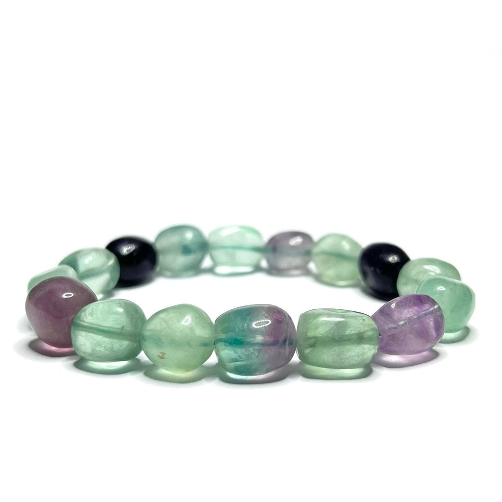 Rainbow Fluorite Crystal Bracelet: 8mm Oval Gemstone Beads