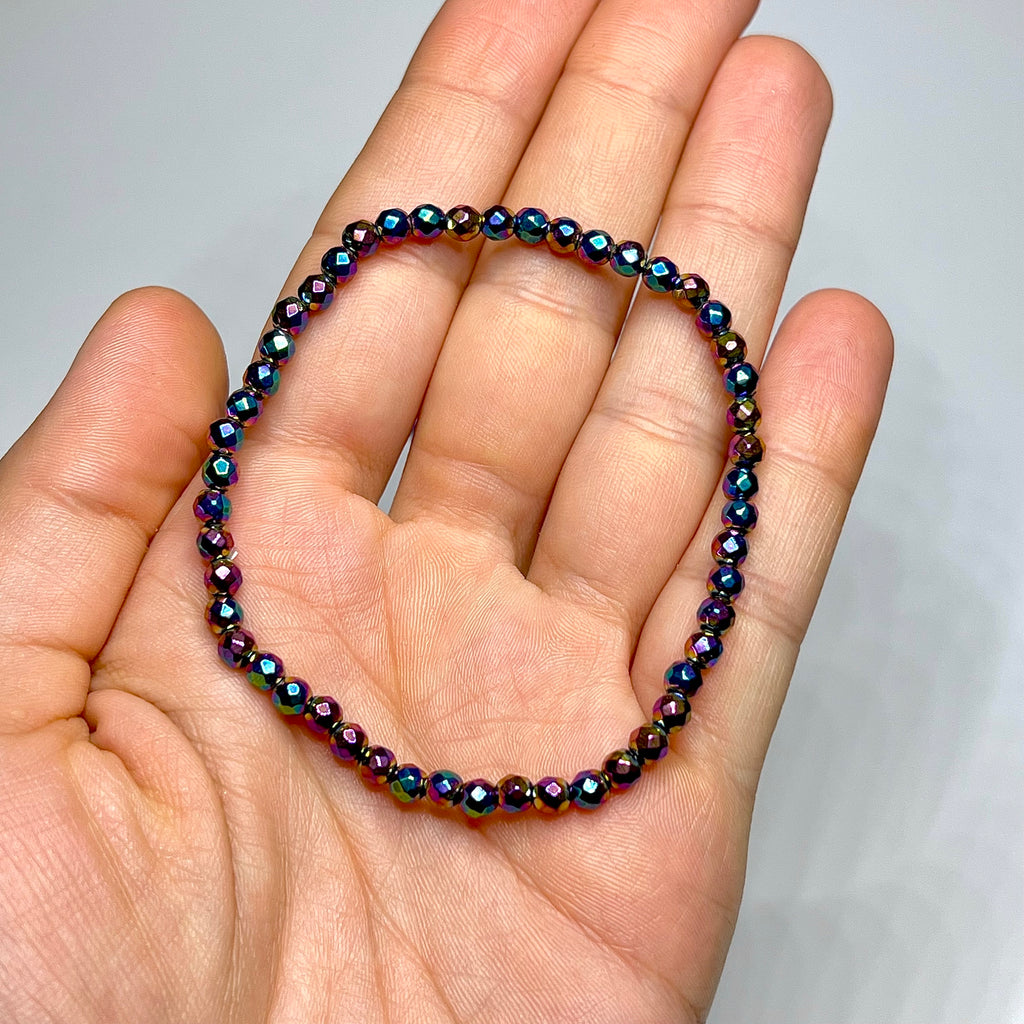 Rainbow Hematite Crystal Bracelet: Titanium Coated Gemstone Bracelet
