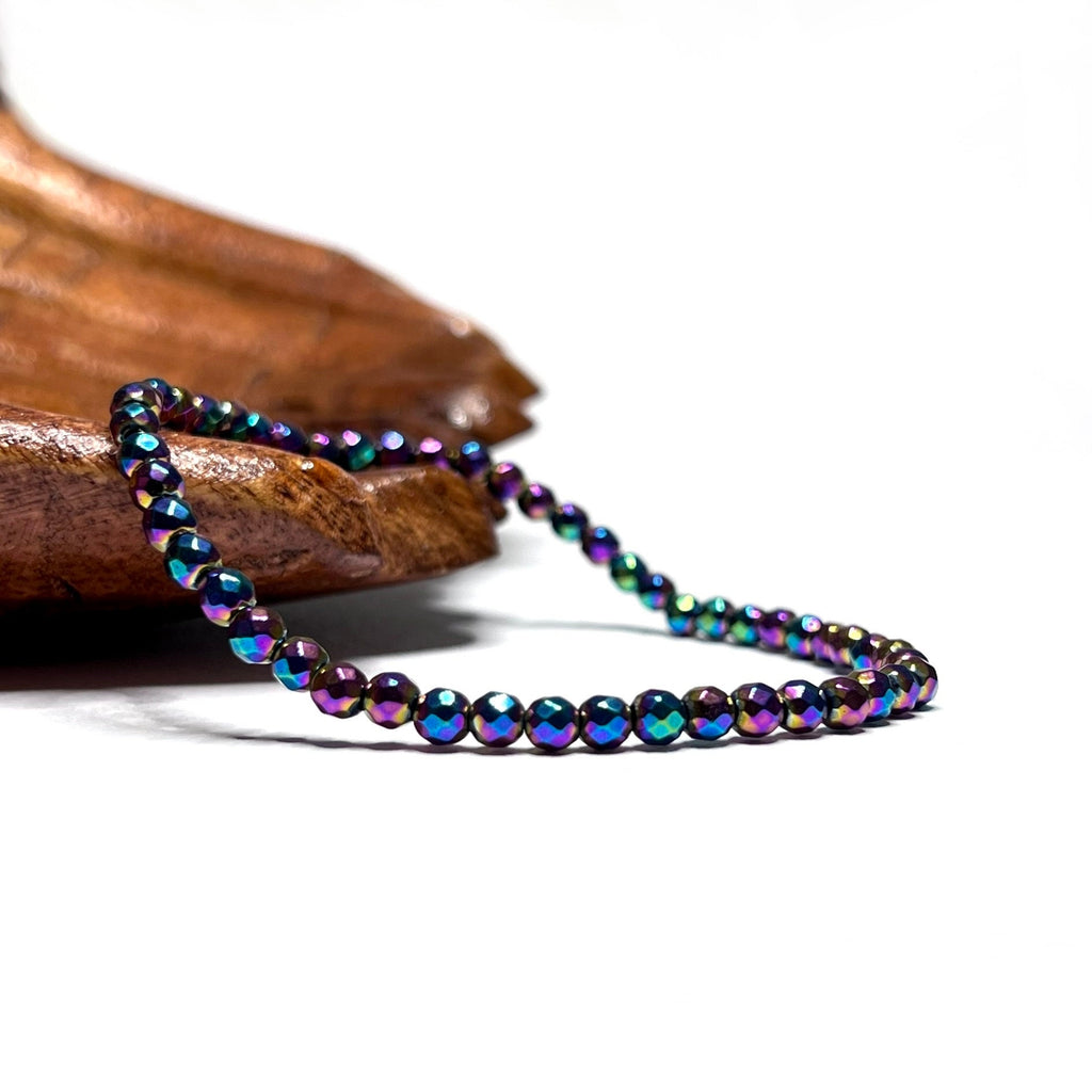 Rainbow Hematite Crystal Bracelet: Titanium Coated Gemstone Bracelet