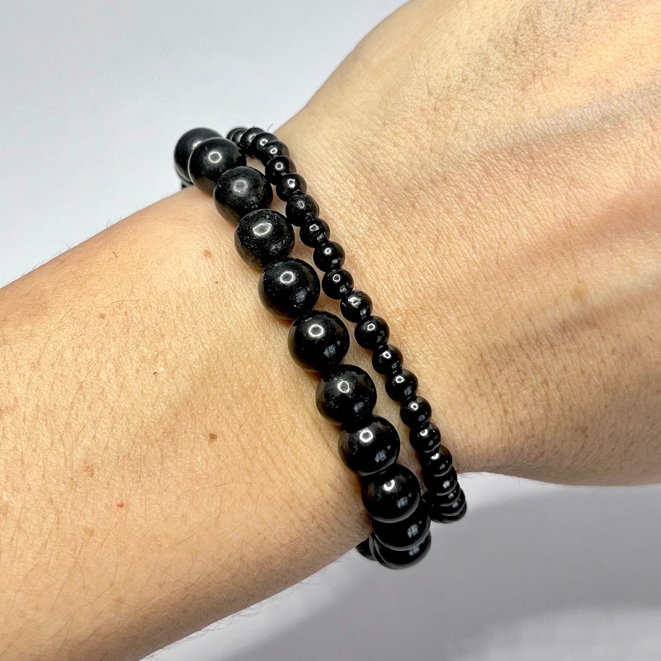 Shungite Crystal Bracelet: Handmade Gemstone Beaded Bracelet