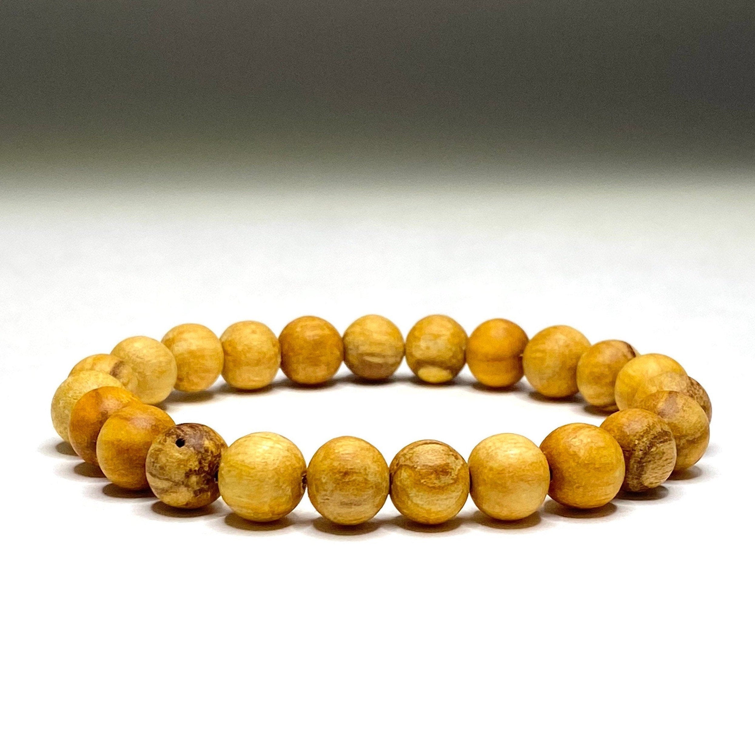 Palo Santo Beaded Bracelet, Handmade Wood Bead Bracelet