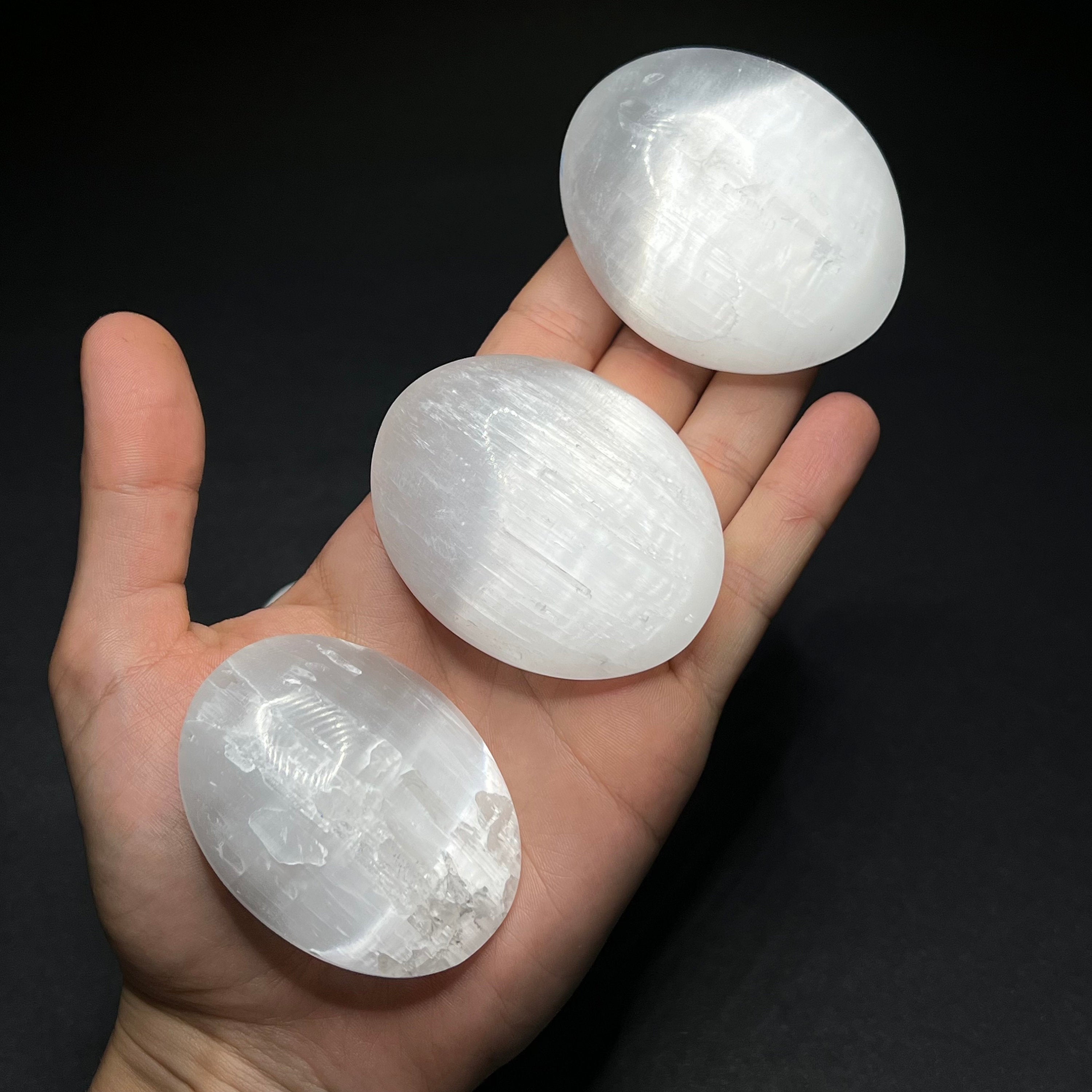 Selenite Crystal Palm Stone