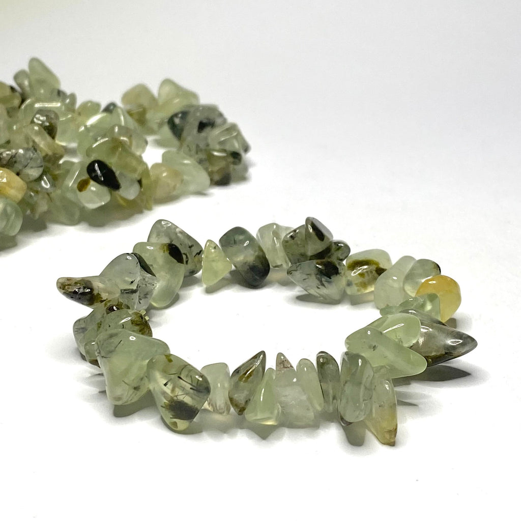 Prehnite Crystal Chip Bracelet: Handmade Gemstone Beaded Bracelet