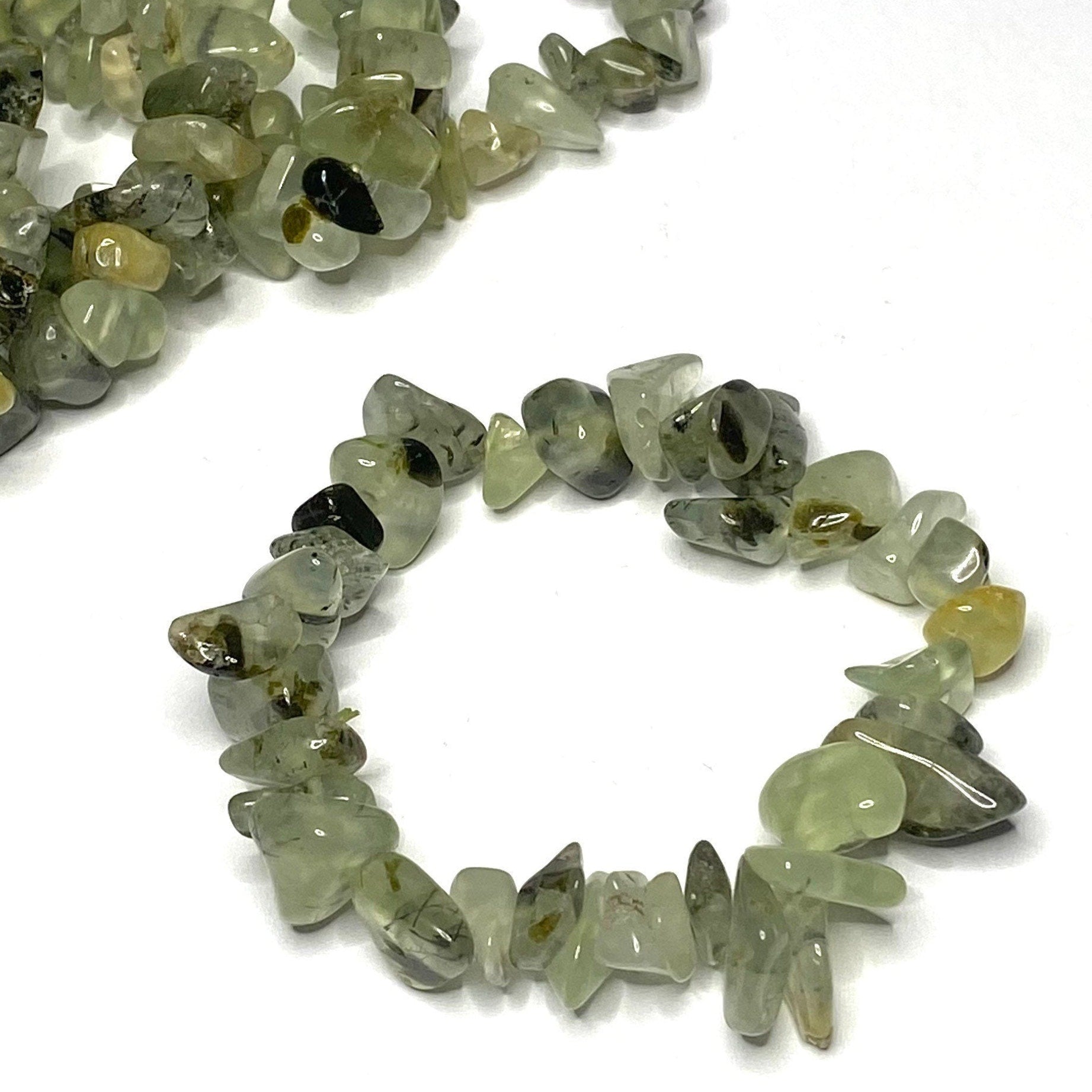 Prehnite Crystal Chip Bracelet: Handmade Gemstone Beaded Bracelet