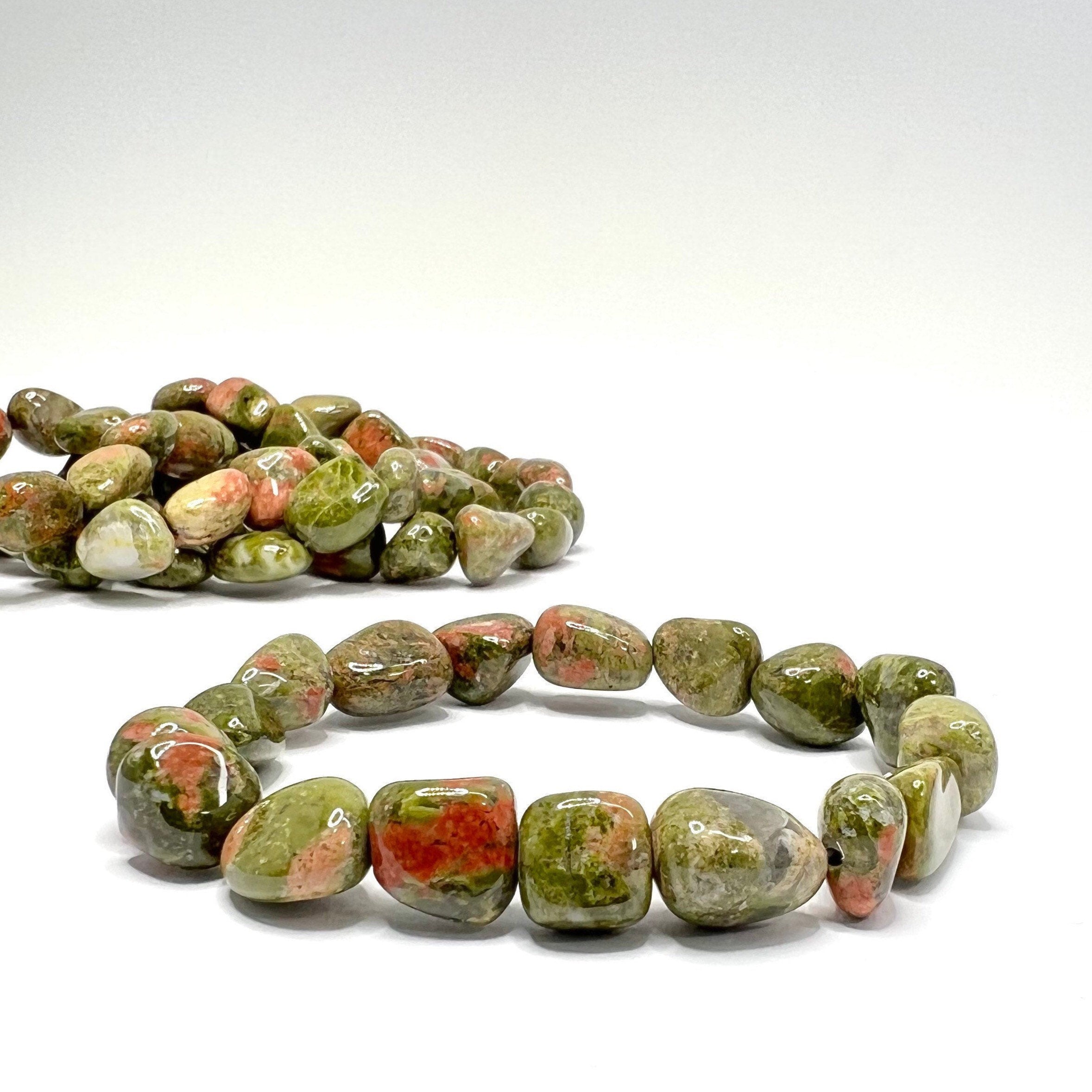Unakite Crystal Tumble Stone Bracelet: 6-8mm Beaded Gemstone