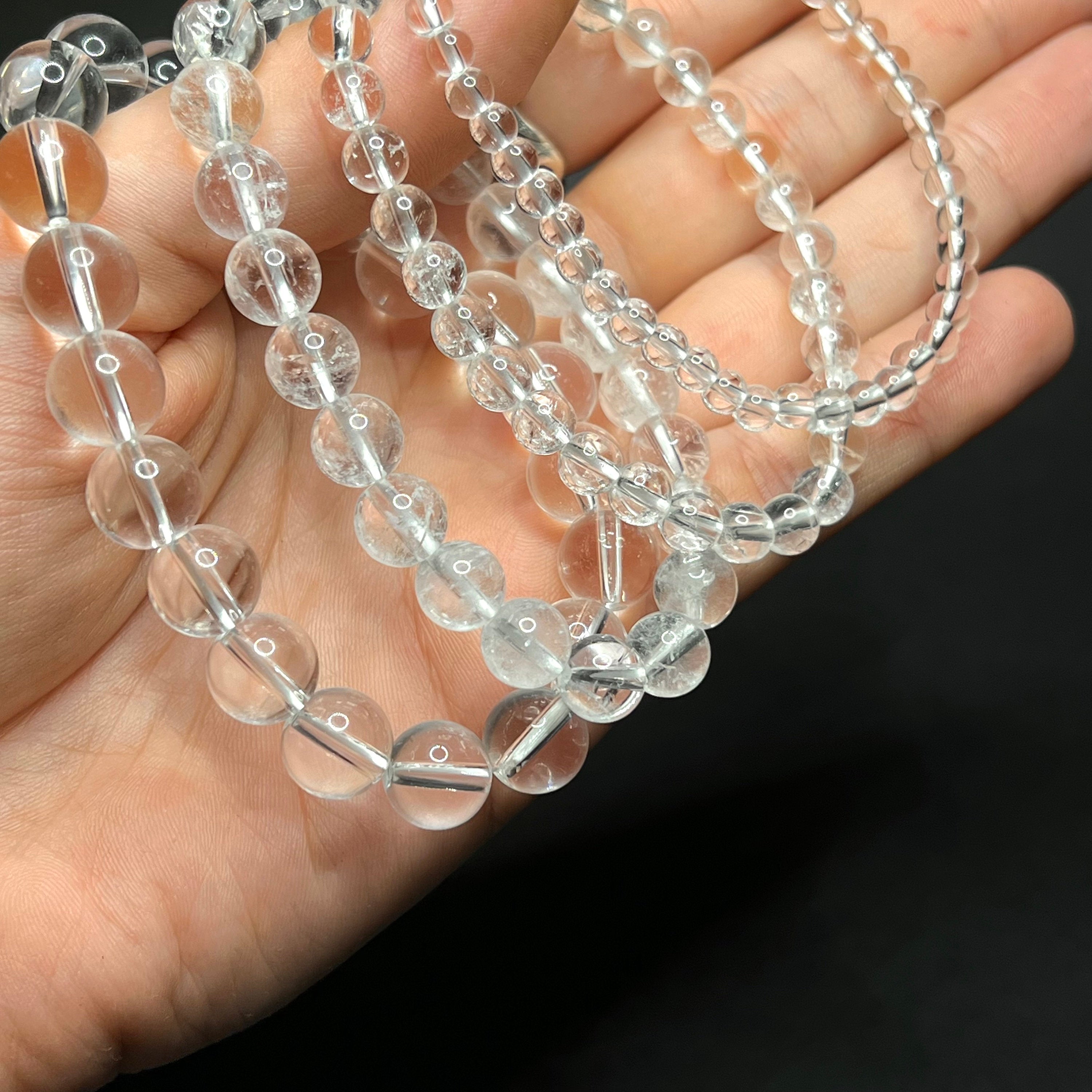 Clear Quartz Crystal Bracelet: Handmade Gemstone Beaded Bracelet
