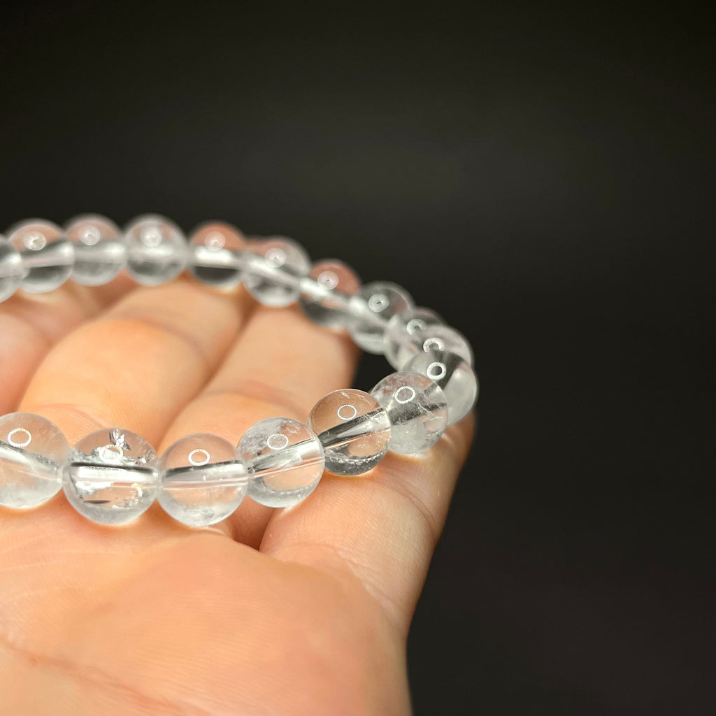 Clear Quartz Crystal Bracelet: Handmade Gemstone Beaded Bracelet