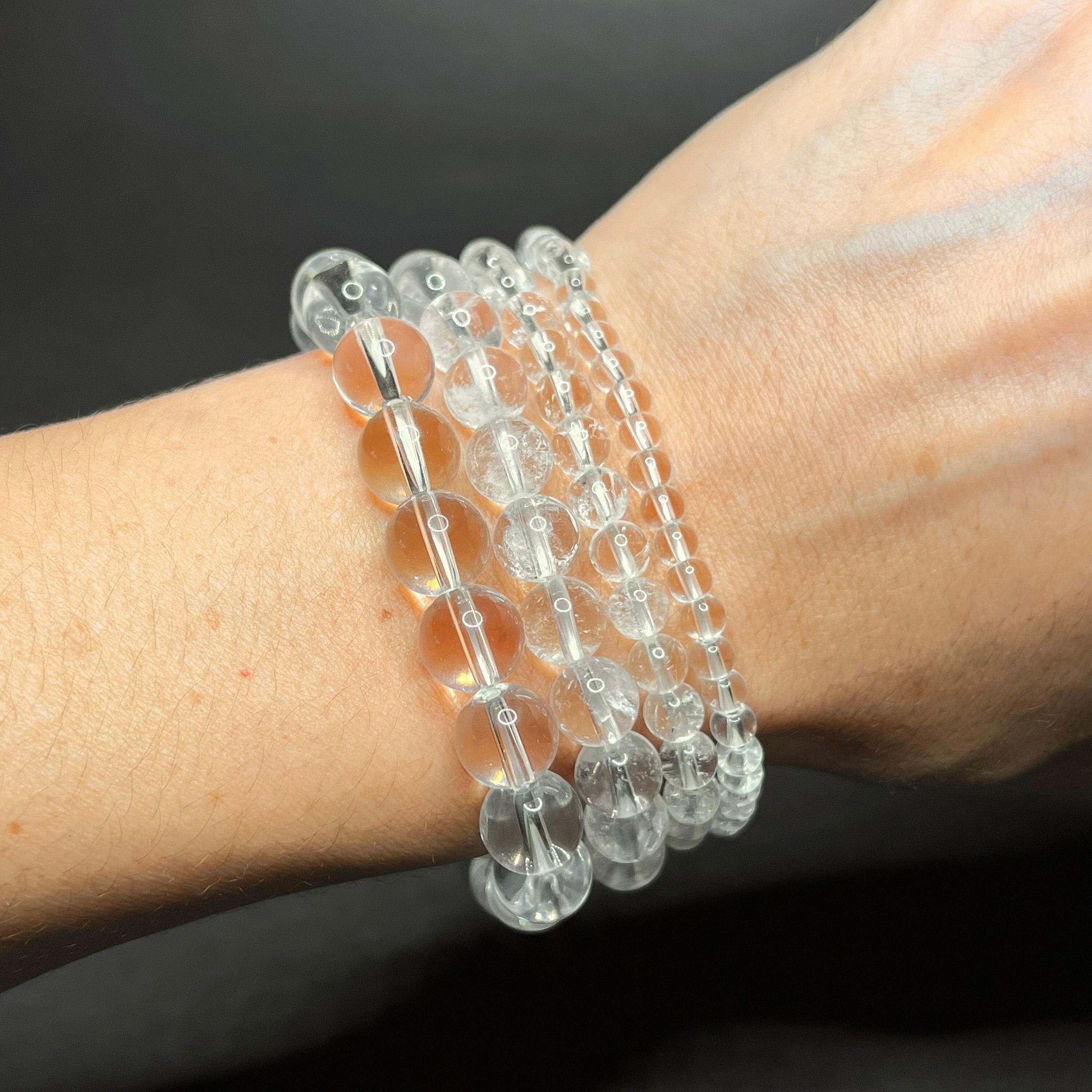 Clear Quartz Crystal Bracelet: Handmade Gemstone Beaded Bracelet